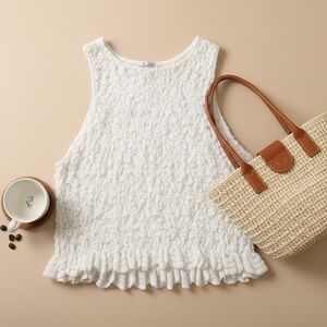 Zara Cream Knit Crop Top Size L (0752)